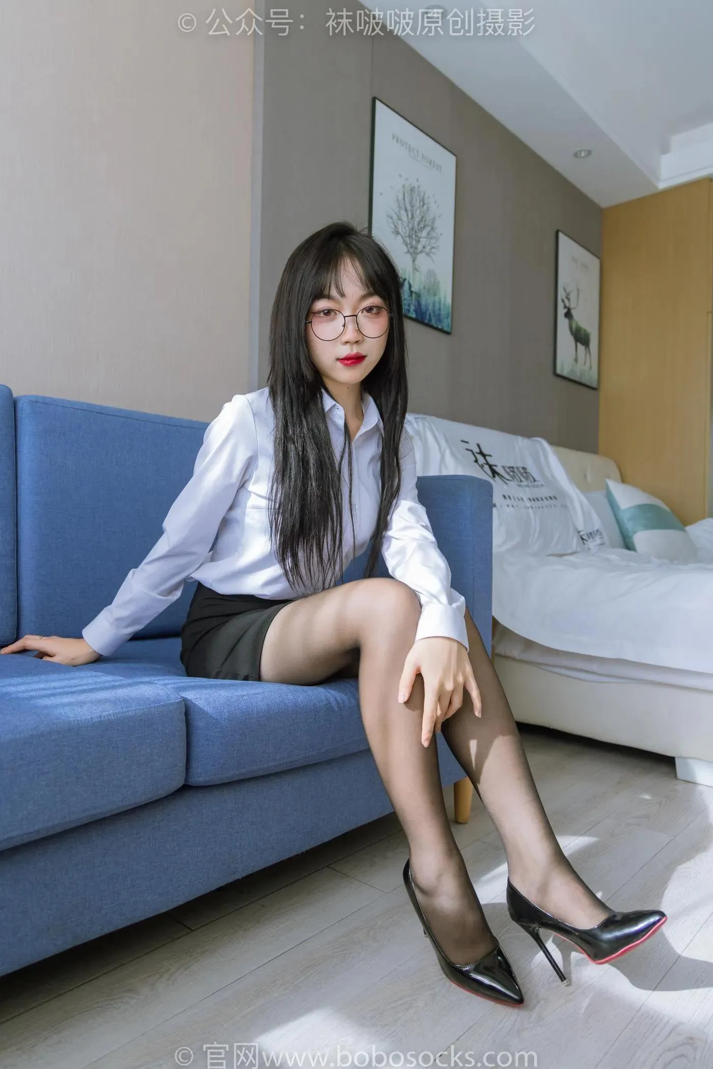 [BoBoSocks袜啵啵]NO.185 周周-ol制服、高跟鞋、黑丝 [140P]插图8